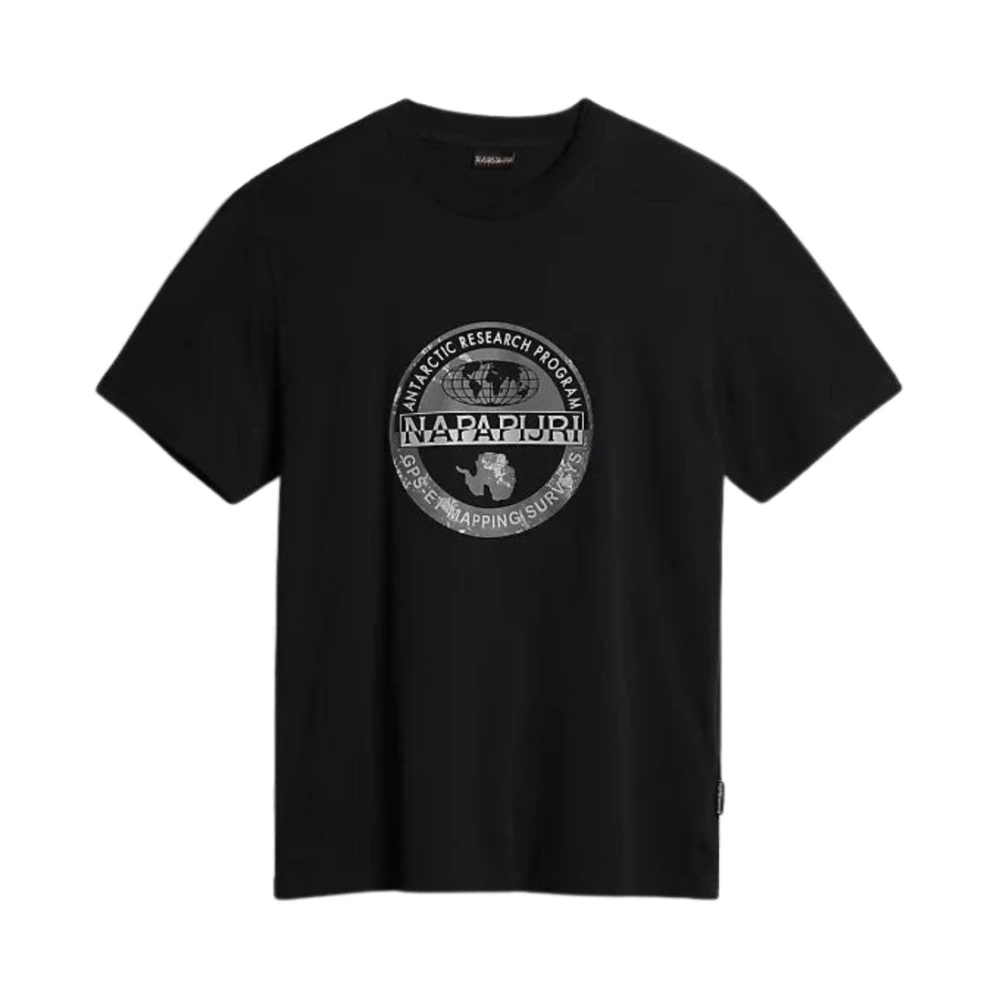 Napapijri Men's Black T-Shirts, M, Short Sleeve Cotton T-Shirt