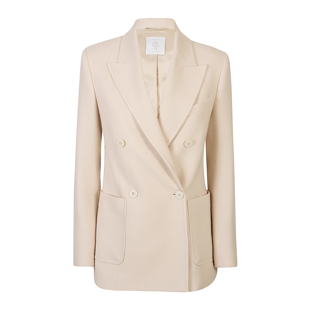 Eleventy Women's Beige Cashmere Double-Breasted Jacket - Blazers - S - Jackets