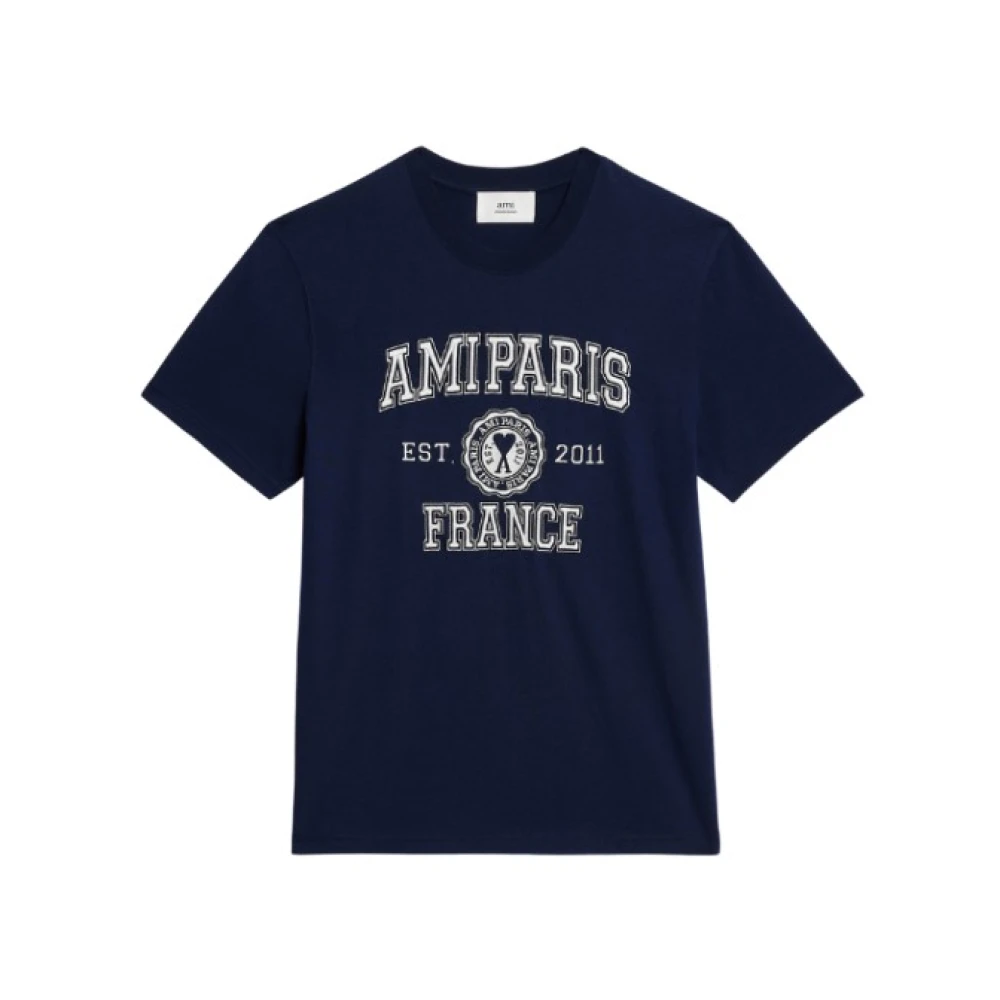 Ami Paris Vintage Stijl T-Shirt van France Blue Heren