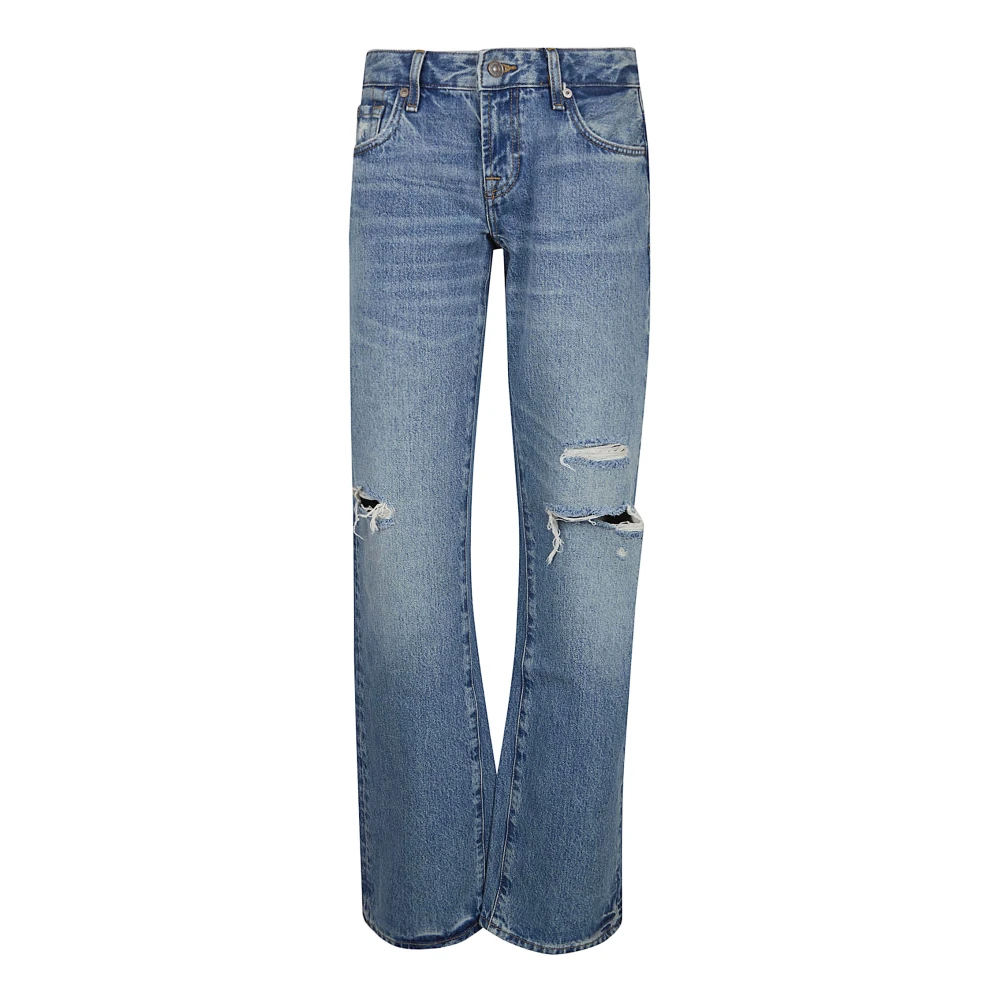 7 For All Mankind Women's Blue Low Straight Wave
