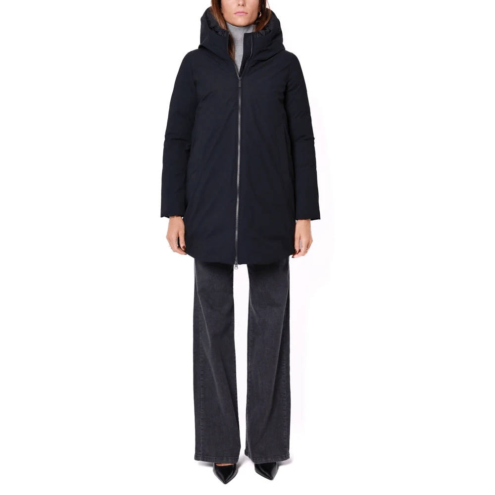 BomBoogie Zwarte Winterjas met Omslag Kraag Black Dames