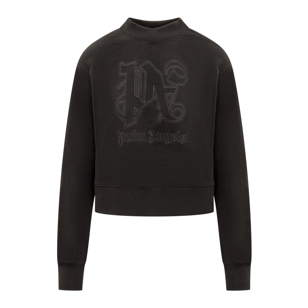 Palm Angels Geborduurde Crewneck Sweatshirt Black Dames