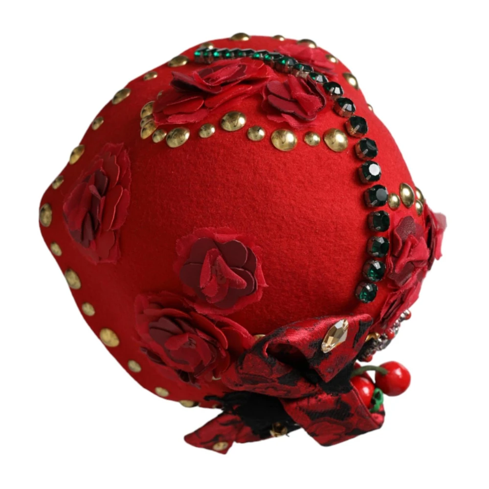 Dolce & Gabbana Kristalversierde wollen Cloche Hoed Red Dames