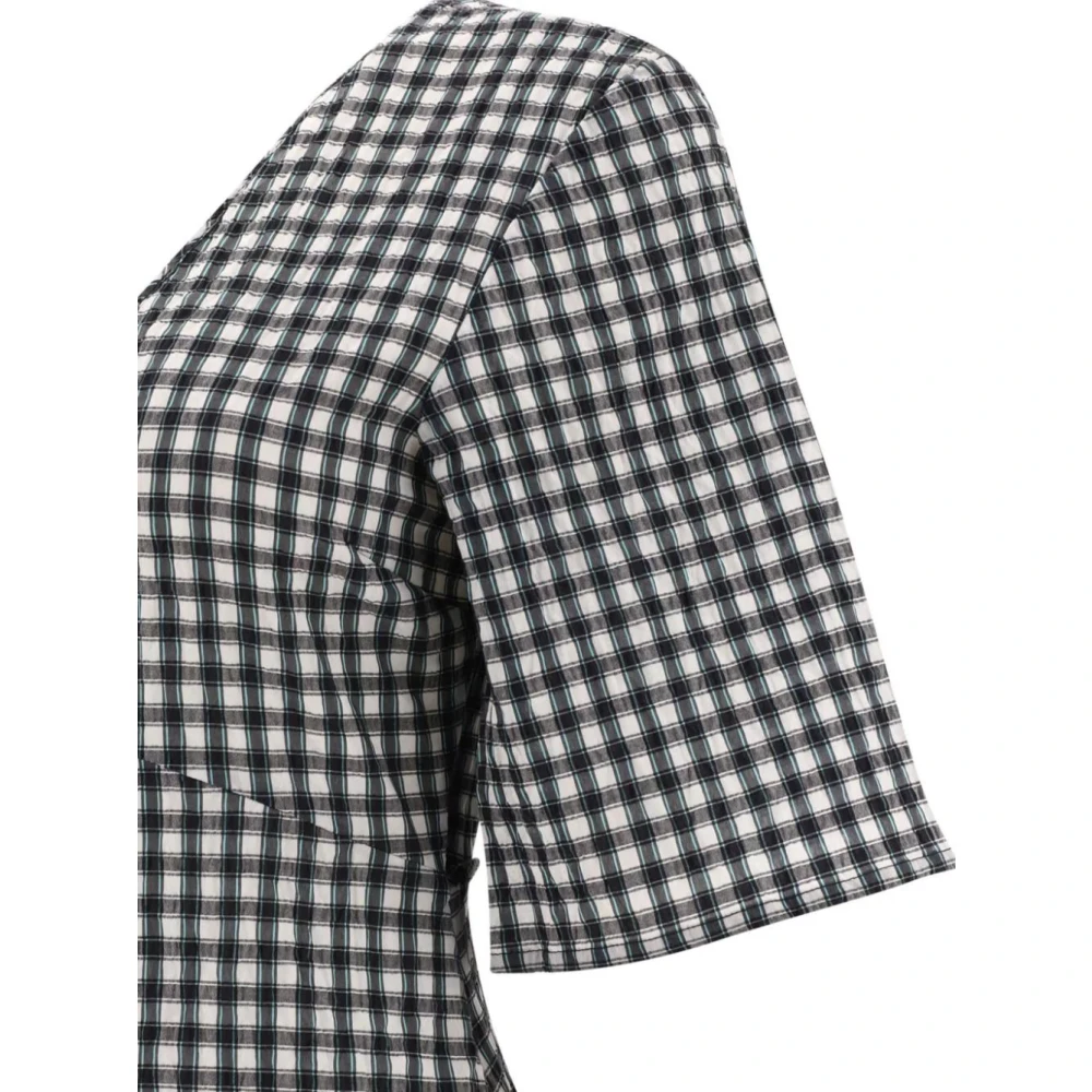 Ganni Geruite V-hals Lange Jurk Multicolor Dames