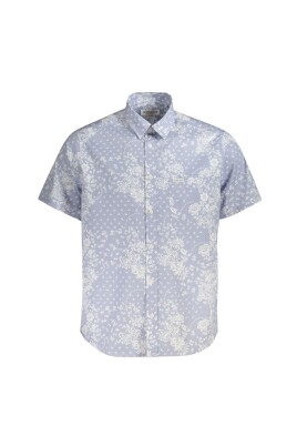 chemise-en-coton-bleu-avec-col-italien