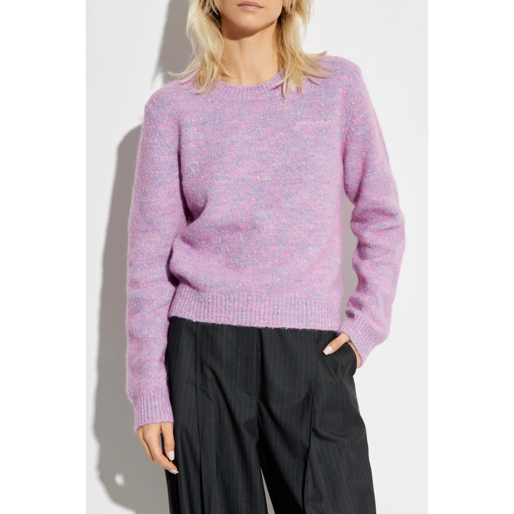 Ganni Geribbelde trui Pink Dames