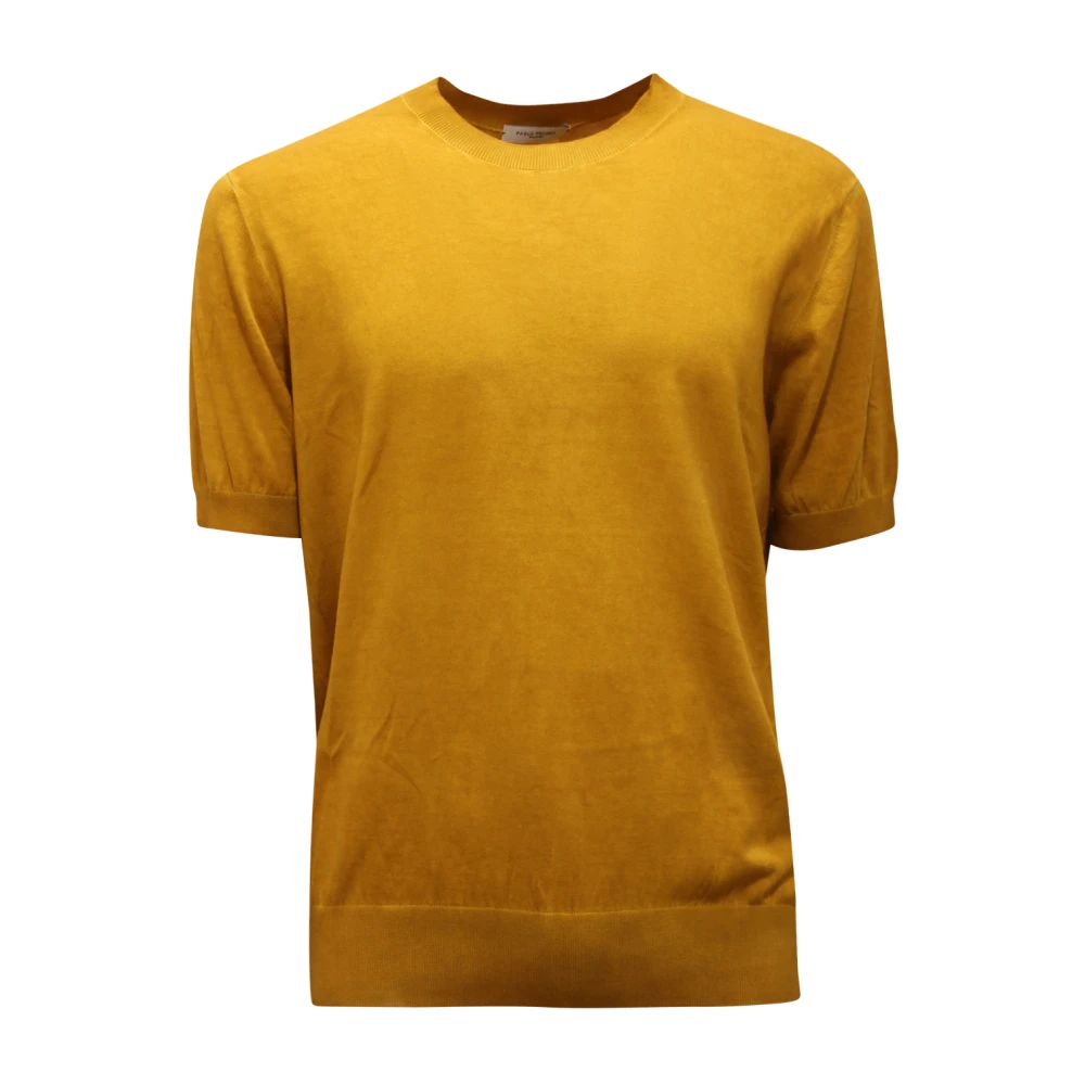 Paolo Pecora Men's Yellow Round-Neck Knitwear, Xl, Maglia Delavè