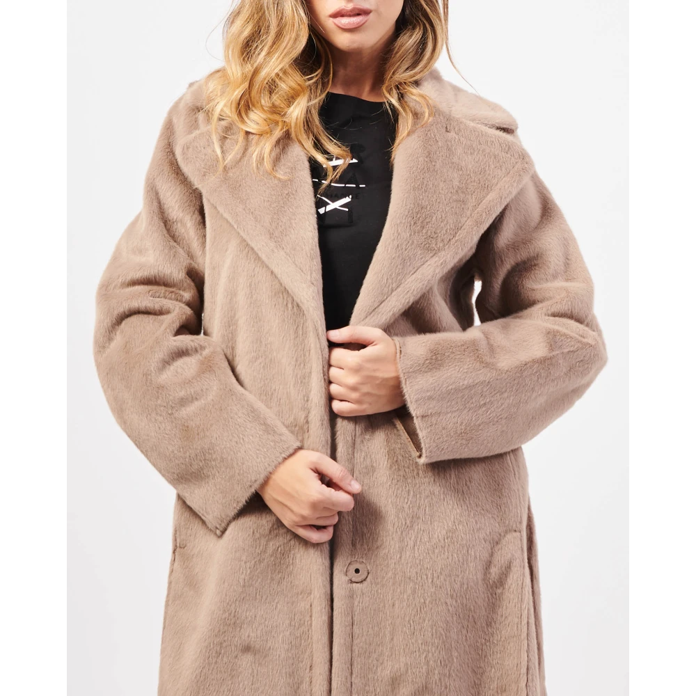 Guess Beige Faux Fur Lange Jas Beige Dames
