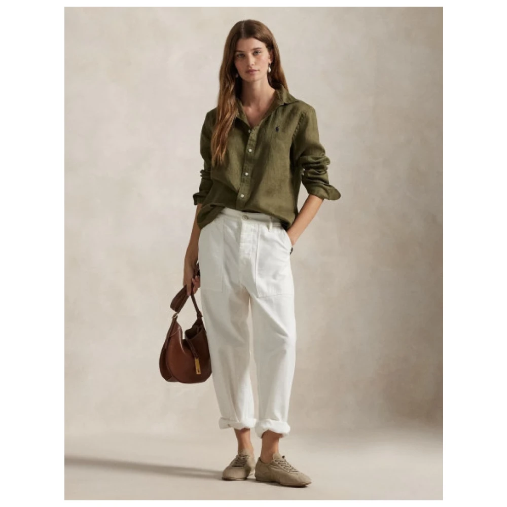 Polo Ralph Lauren Linnen overhemd met puntkraag Green Dames