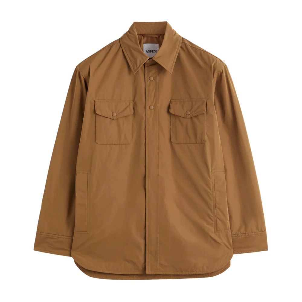 Aspesi Waterdicht Gewatteerd Overhemdjack Brown Dames