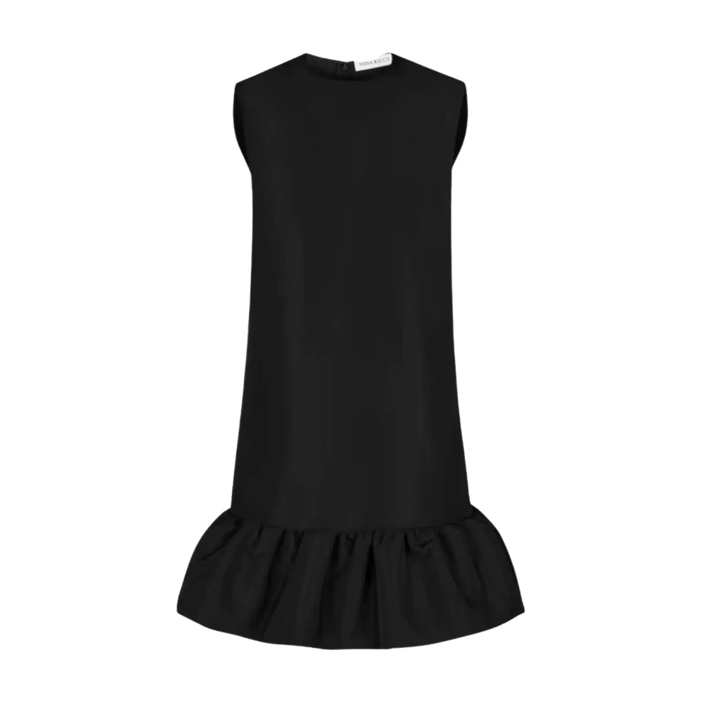 Nina Ricci Zwarte Peplum Mini Jurk met Ruche Black Dames