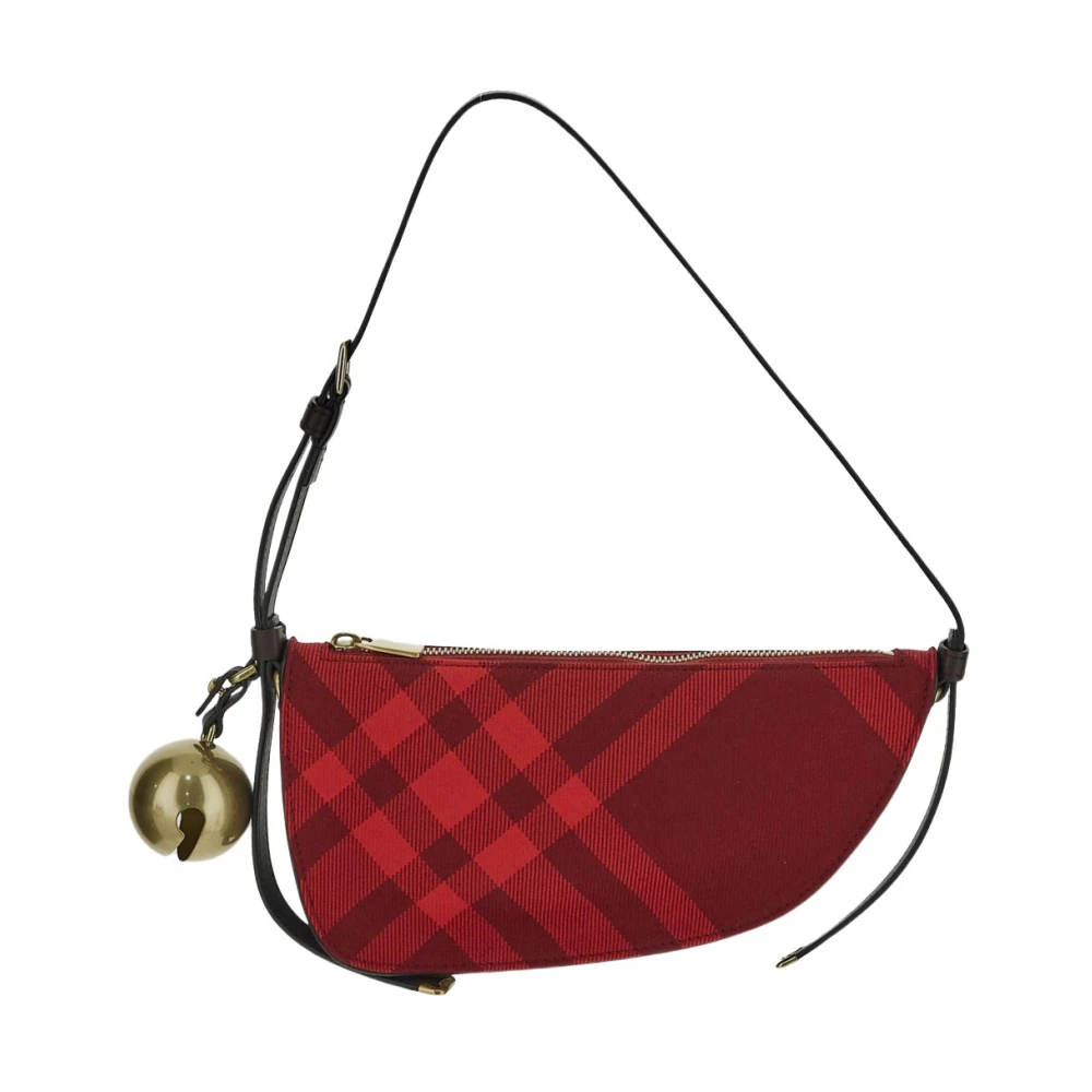 Burberry Mini Shield Tas met Leren Detail Red Dames