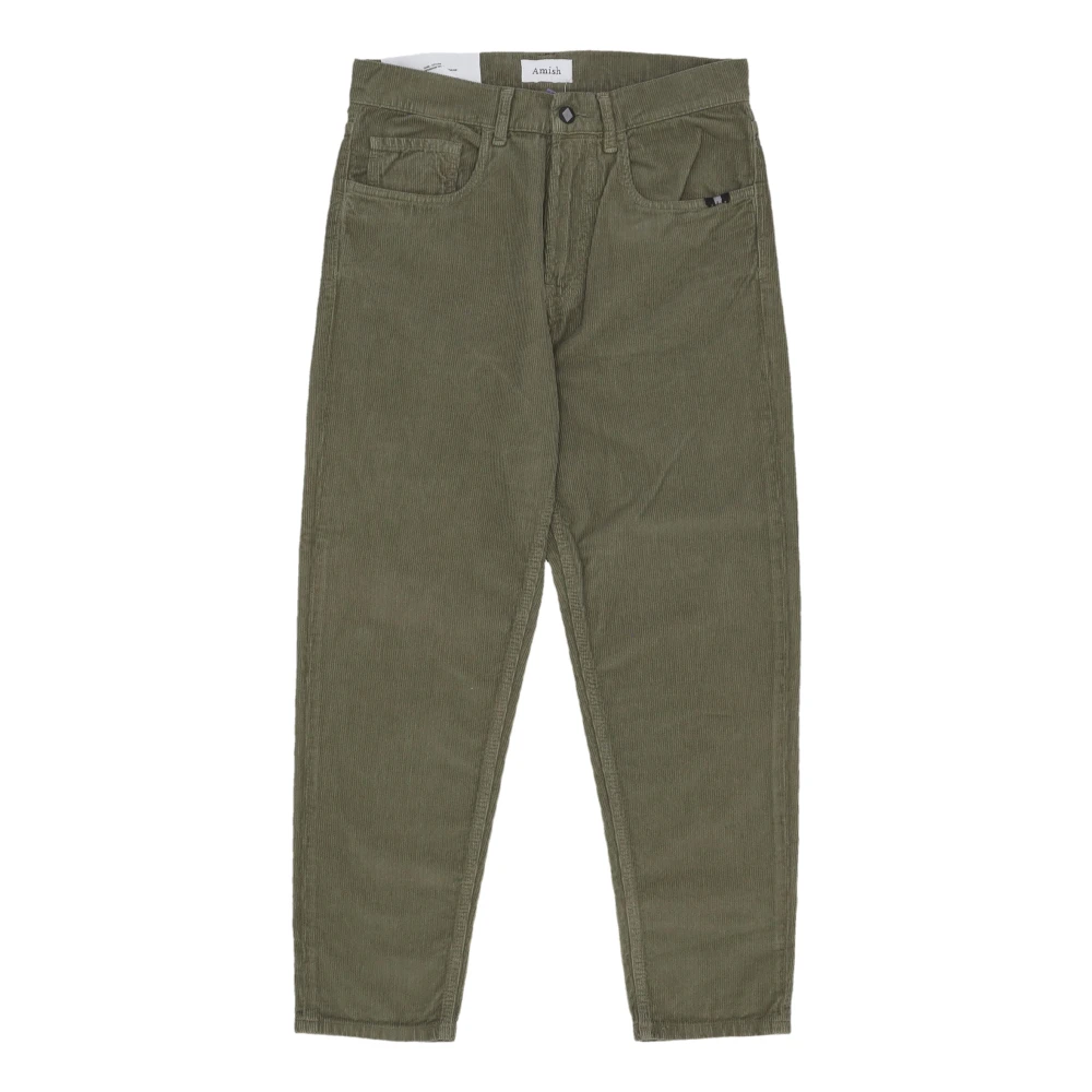 Amish Men's Green Straight Trousers, W32, Velvet Trousers Olive Branch