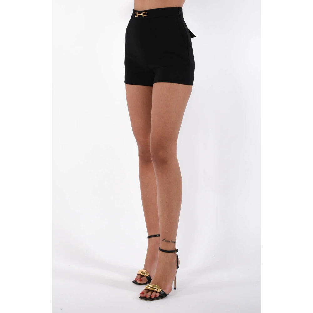 Elisabetta Franchi Crêpe shorts met gouden details Black Dames