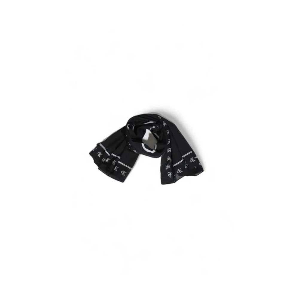 Calvin Klein Zwarte Biologische Katoenen Sjaal Black Dames