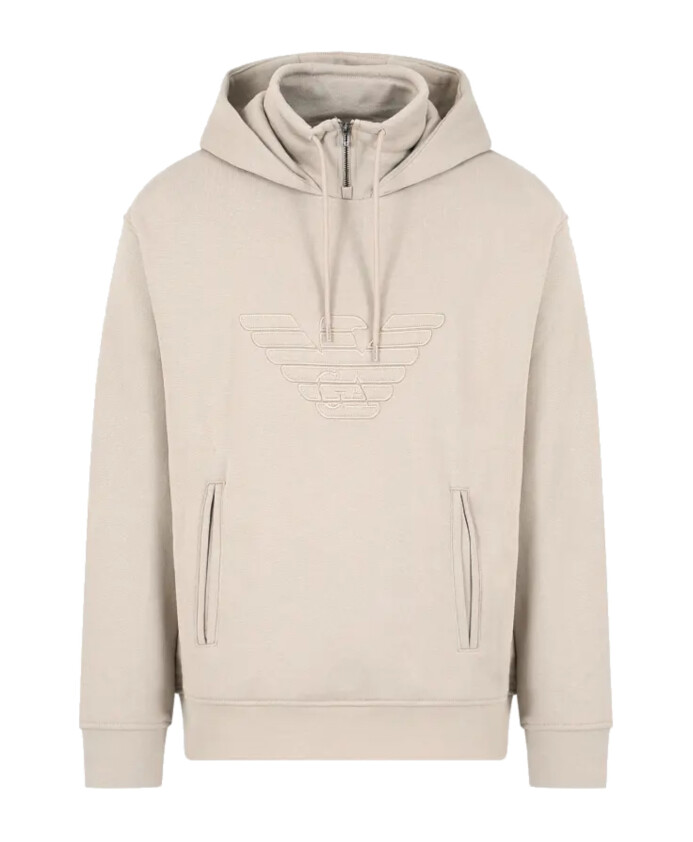 beige-sweatshirt-with-maxi-logo-and-hood