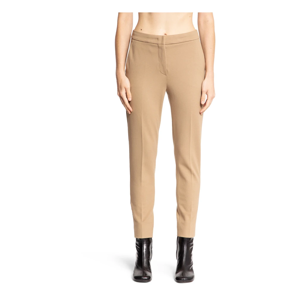 Max Mara Jersey Cropped Broek met zijzakken Beige Dames