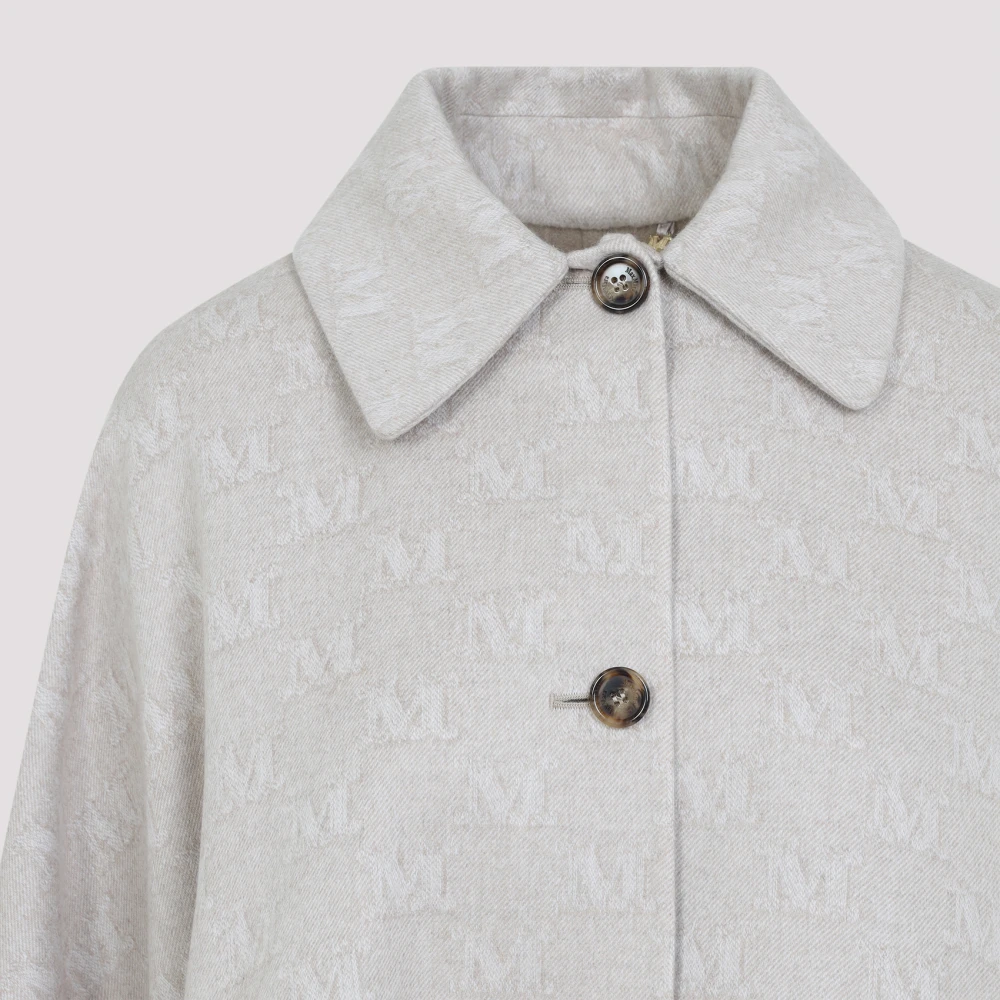 Max Mara Lange Logo Cape van Alpacawol Gray Dames