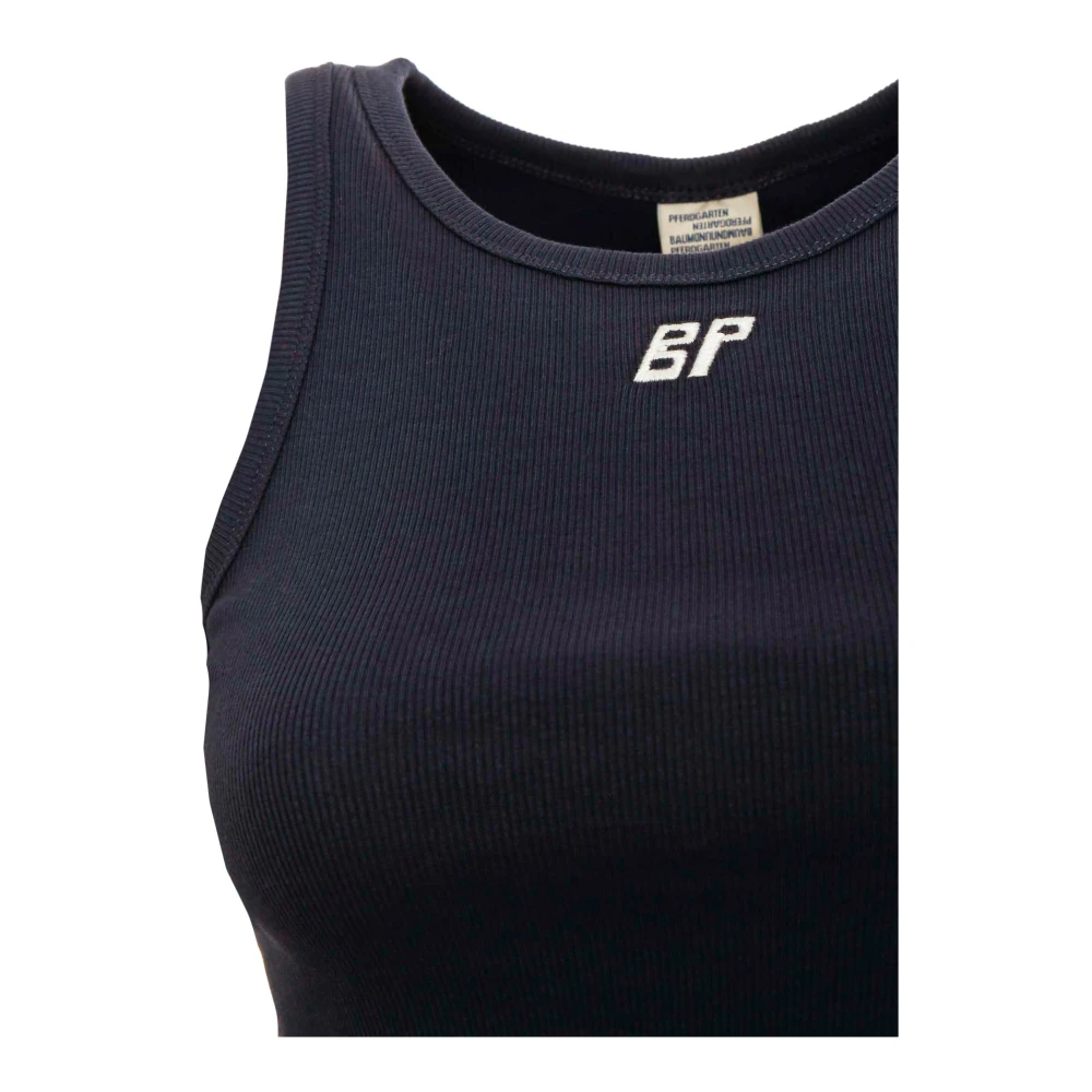BAUM UND PFERDGARTEN Geribbeld Racerback Top met Geborduurd Logo Blue Dames