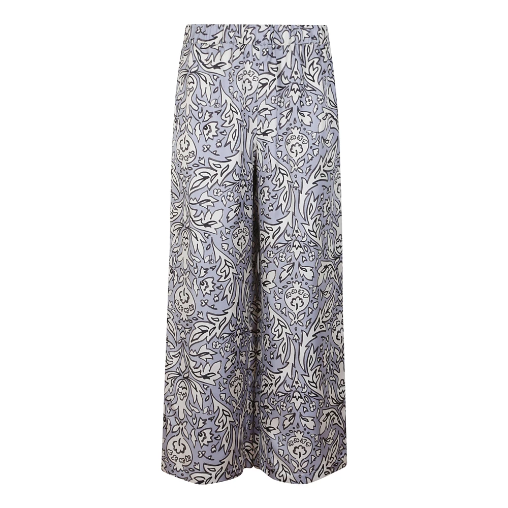 Max Mara Weekend Zijden Twill Bloemenbroek met Elastische Taille Black Dames