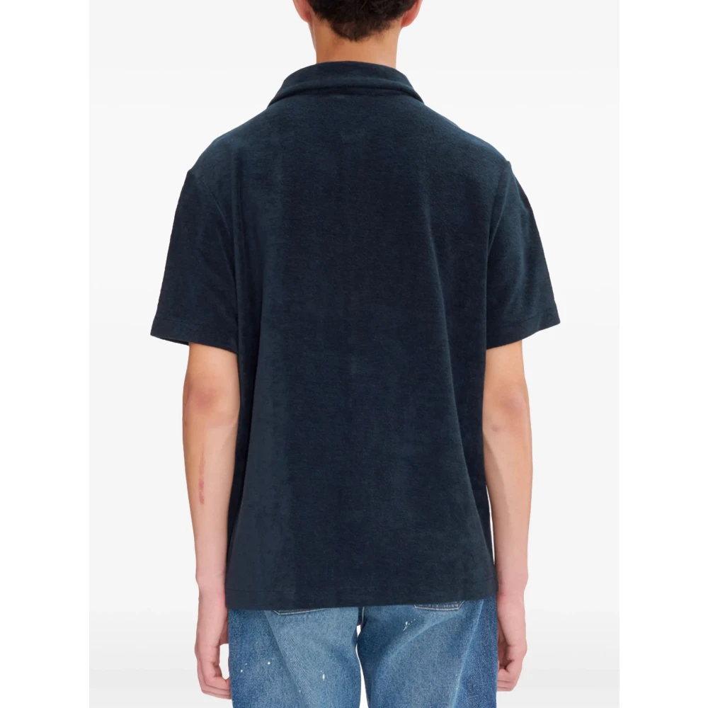 A.p.c. Blauwe Button-Up Shirt met Logo Borduursel Blue Heren