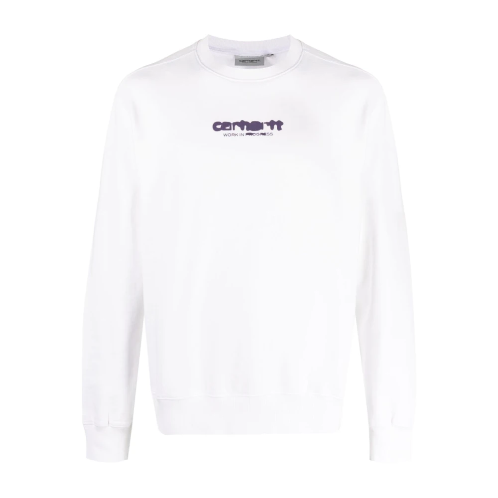 Carhartt WIP Witte Sweaters met Logo Print en French Terry Voering White Heren