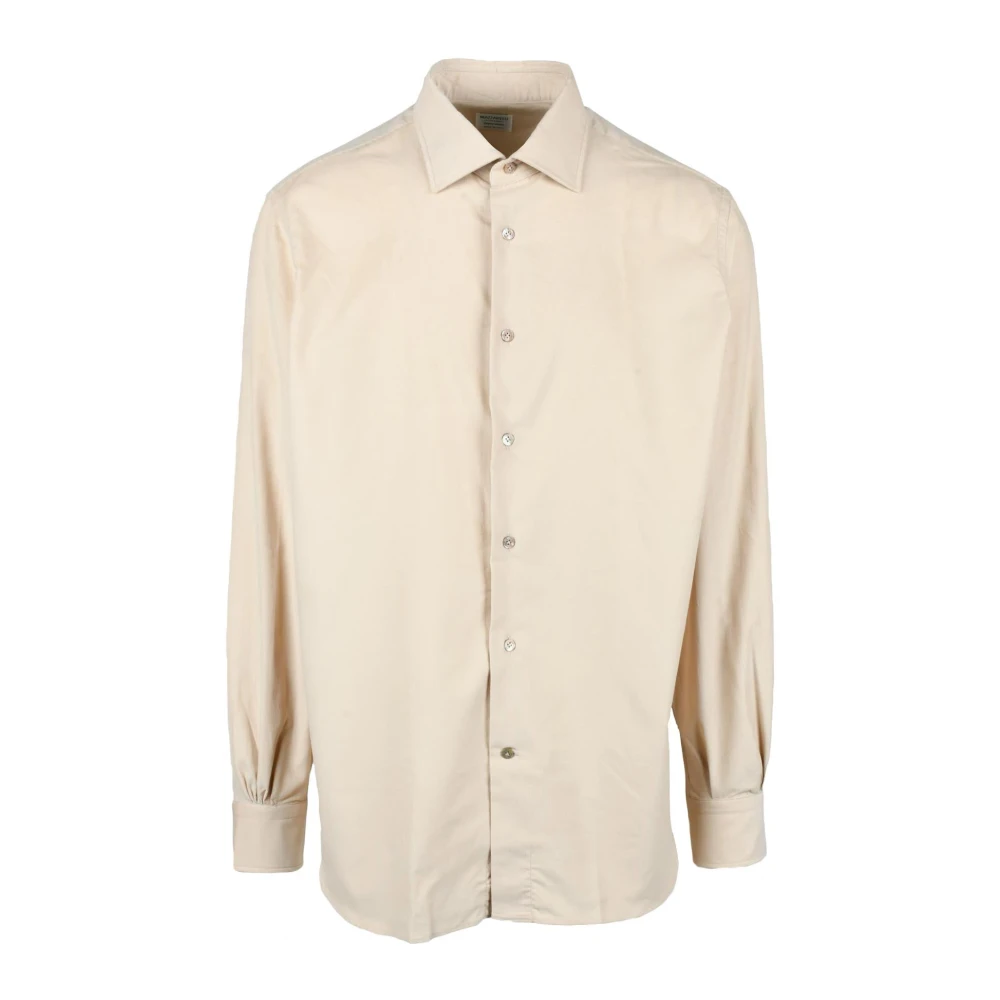 Mazzarelli Katoenen Overhemd Beige Heren