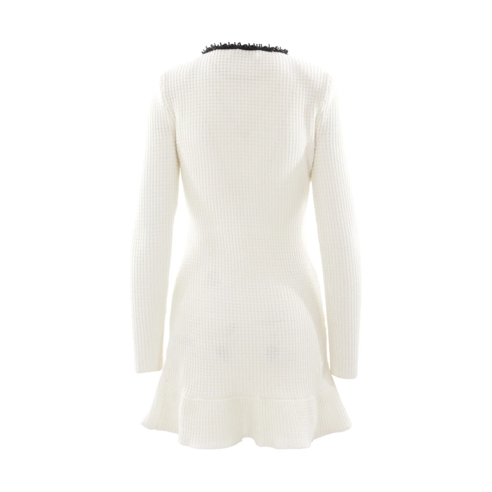 Self Portrait Witte Textuur Gebreide Mini Jurk White Dames