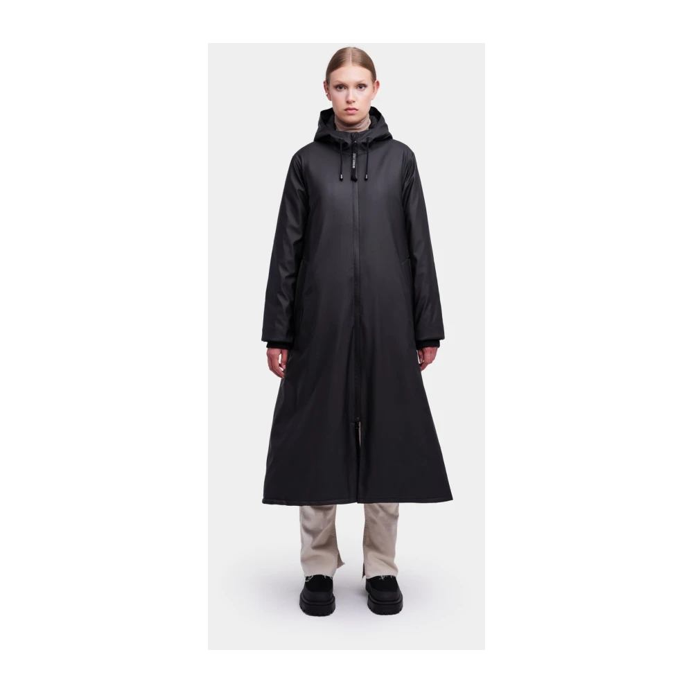 Stutterheim Warme Knielange A-Lijn Regenjas Black Dames
