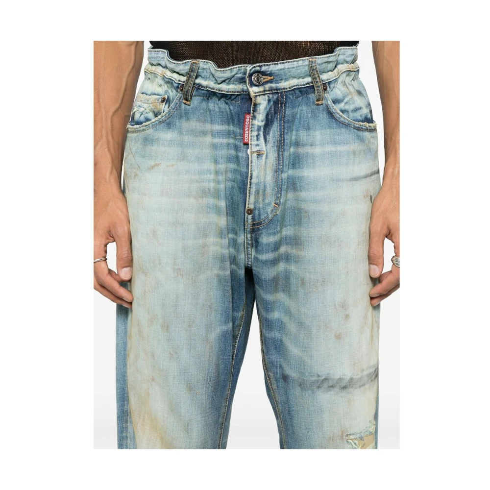 Dsquared2 Indigo Blauwe Klassieke Jeans Met Knoopsluiting Blue Heren