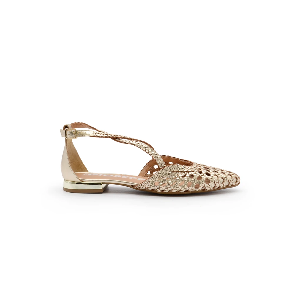 Gioseppo Women's Yellow Ballerina Shoes, 6 Uk, Golden Leather Ballet Flats Braided Detail