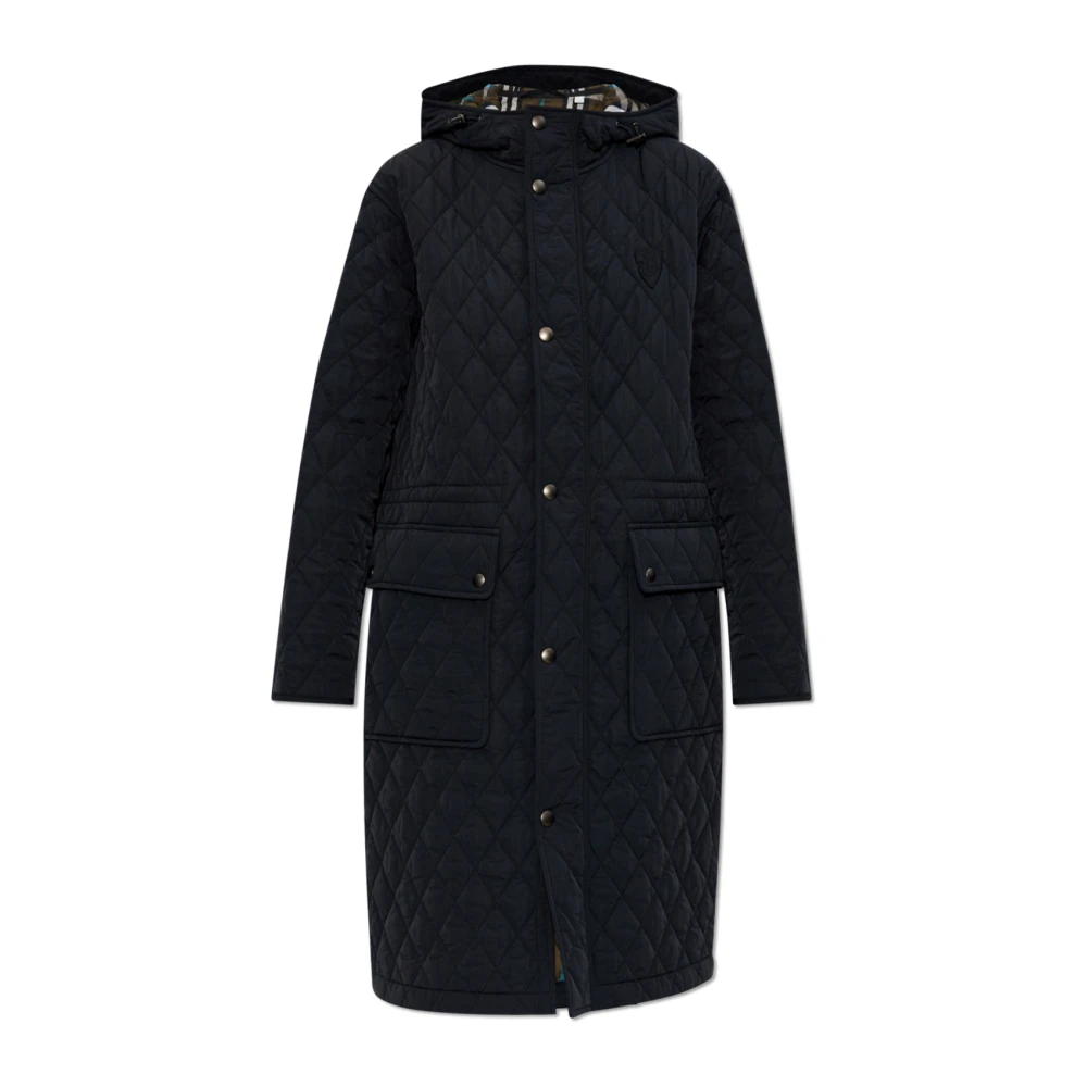 Burberry Gewatteerde jas met capuchon Black Dames