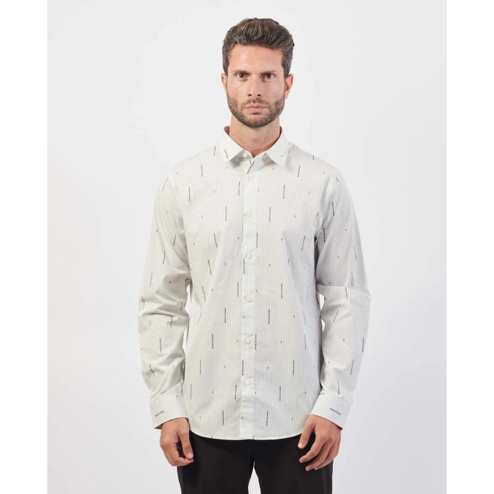 Armani Exchange Casual Poplin Katoenen Overhemd White Heren