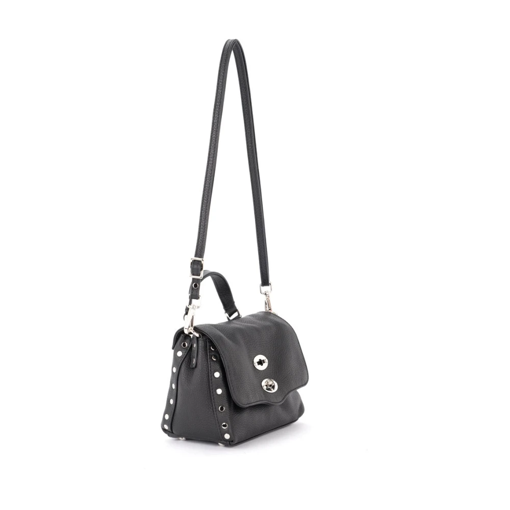 Zanellato Zwarte Gehamerde Leren Postina Daily Baby Schoudertas Black Dames