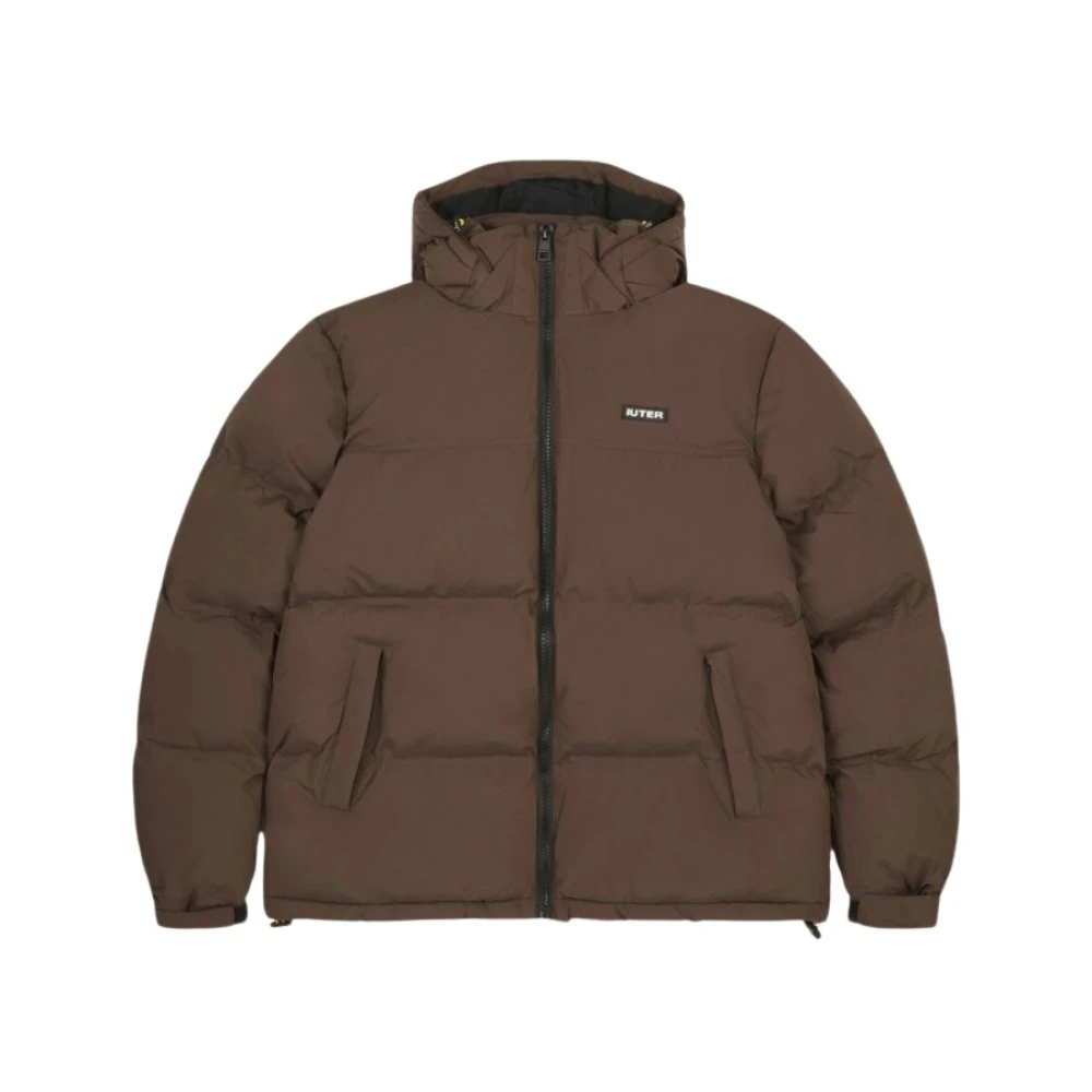 Iuter Bruine Waterdichte EcoDown Hoodiejas Brown Heren