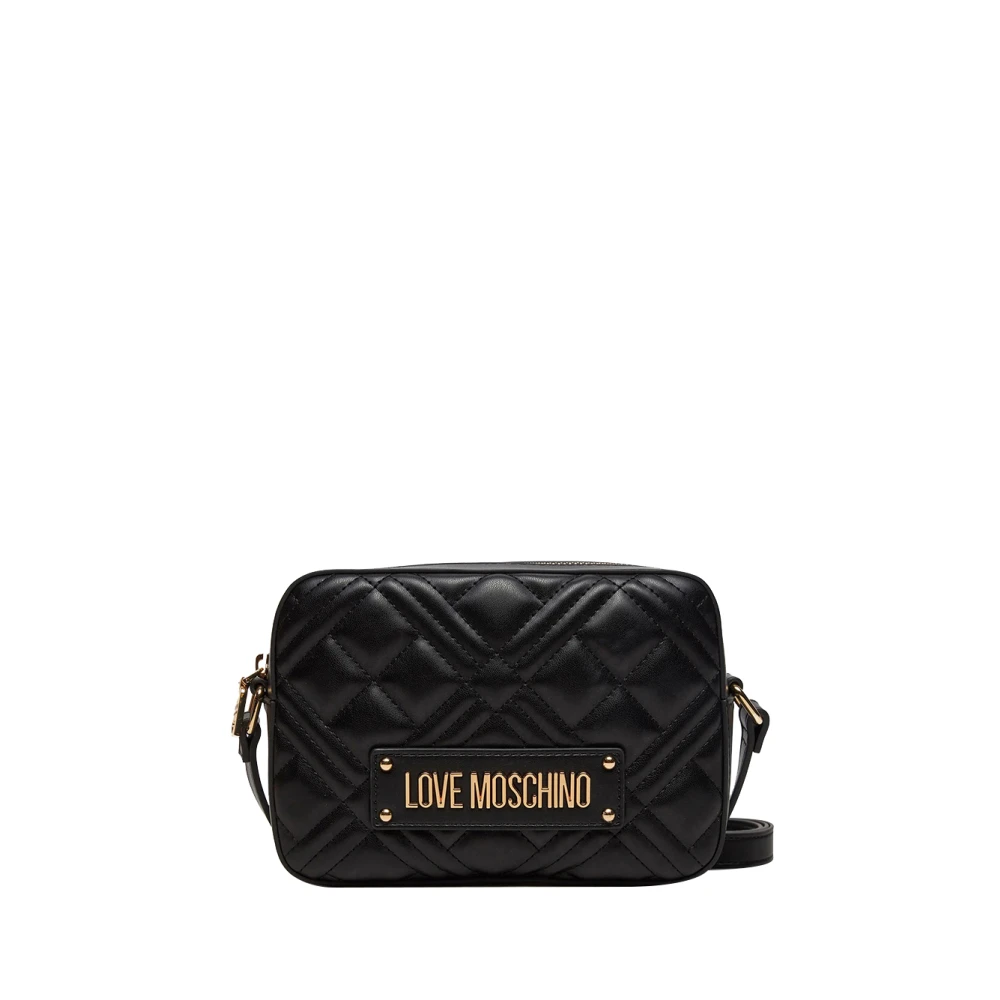 Love Moschino Gewatteerde Schoudertas met Metalen Logo Black Dames