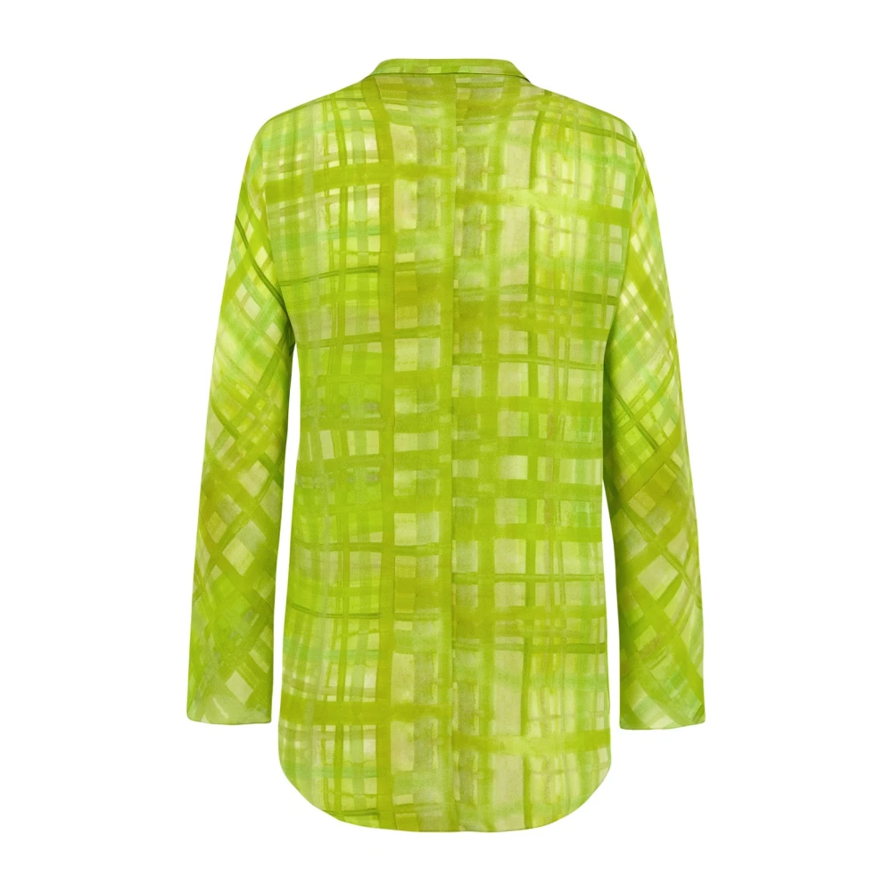 Cortana Oversized zijden shirt met grasprint Green Dames