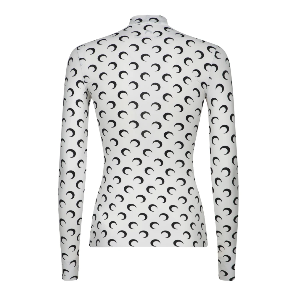 Marine Serre Maanprint Lange Mouw Top White Dames