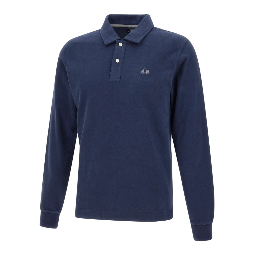 LA MARTINA Heren Basic Heavy Katoenen Polo Shirt Blue Heren