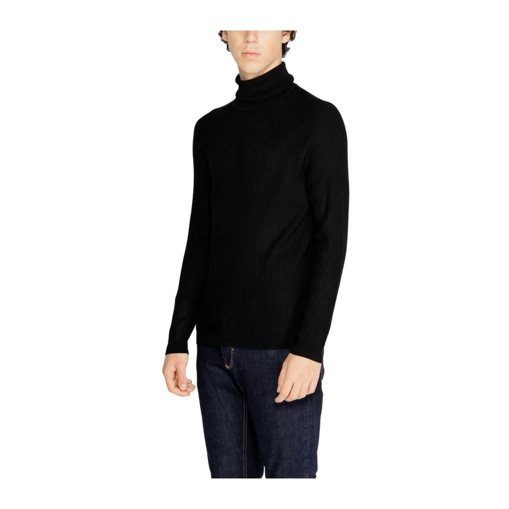 Antony Morato Zwarte Viscose Blend Gebreide Trui Black Heren