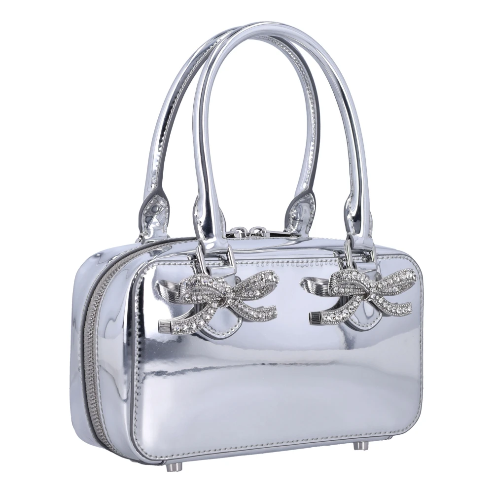 Self Portrait Stijlvolle Metallic Leren Mini Tote Tas Gray Dames