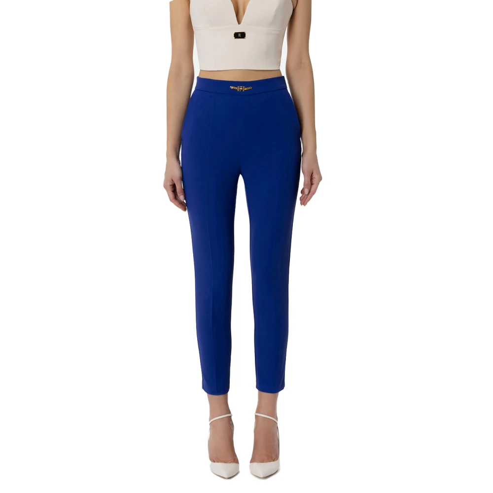 Elisabetta Franchi Blauwe Broek Damesmode Ss24 Blue Dames