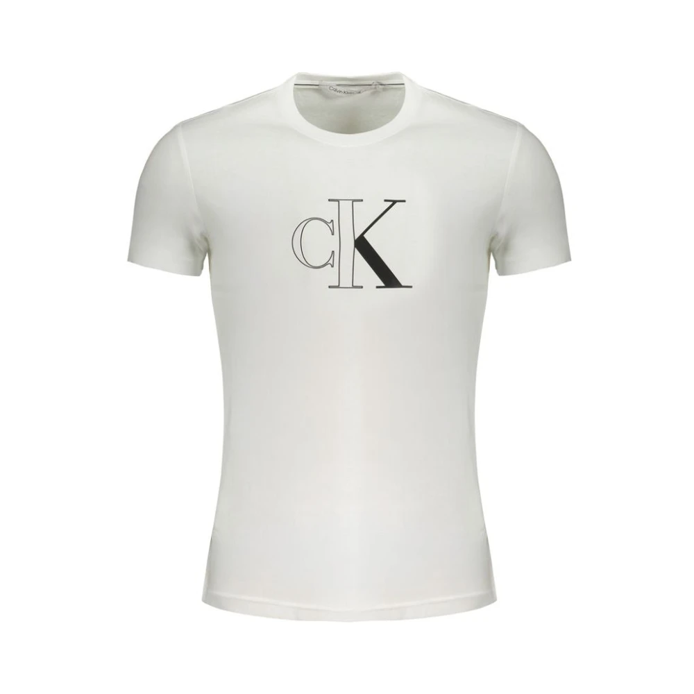 Calvin Klein Wit Katoen Logo Print T-Shirt White Heren