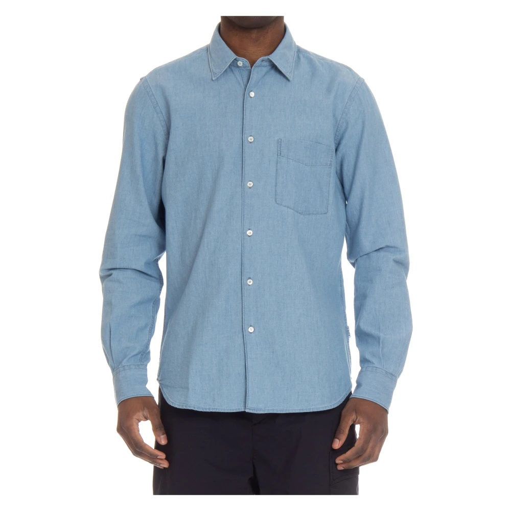 Aspesi Relaxed Fit Denim Overhemd Blue Heren