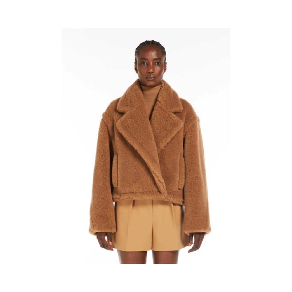 Max Mara Cropped Teddy Bear Icon Gardone Coat Brown Dames