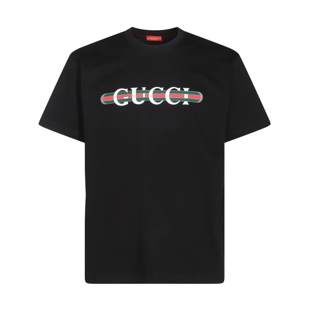 Gucci Zwart Katoen Logo Print T-shirt Black Dames