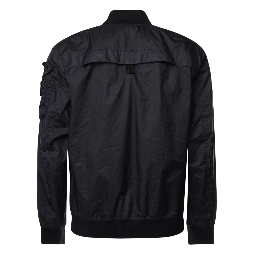 Stone Island Zwarte ritsjas met logopatch Black Heren