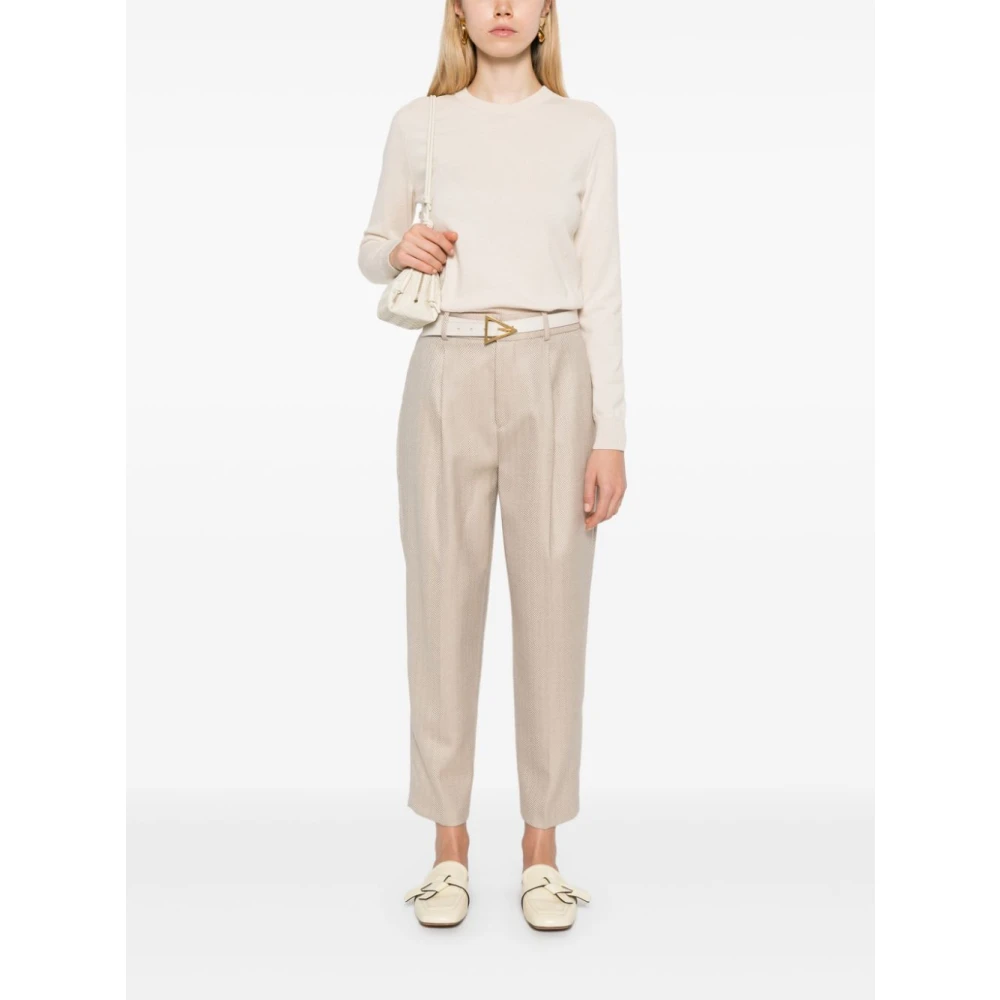 PESERICO Stijlvolle Gebreide Top Beige Dames