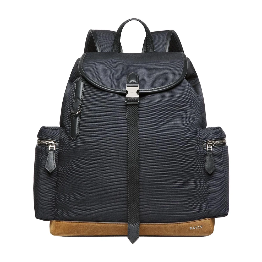 Bally Nylon rugzak met leren details Blue Heren