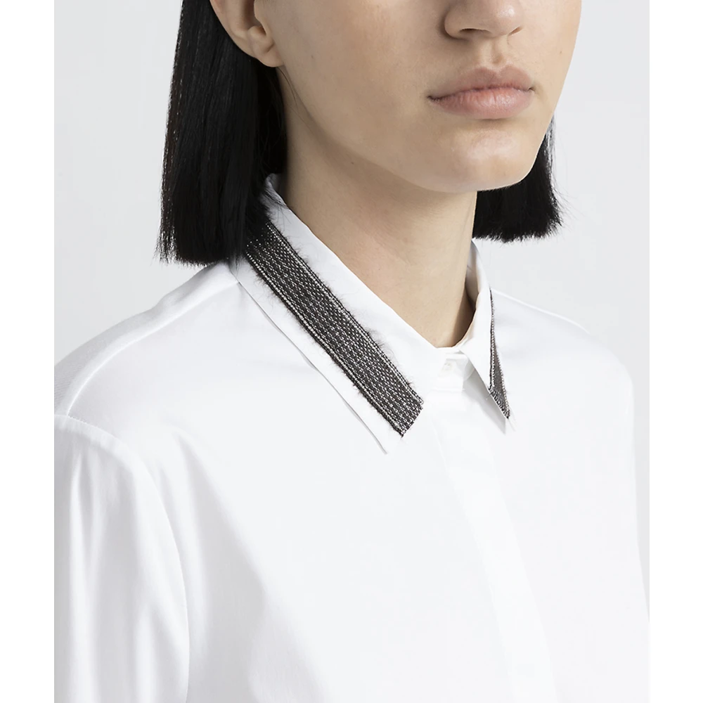 PESERICO Stretch katoenen popeline overhemd White Dames